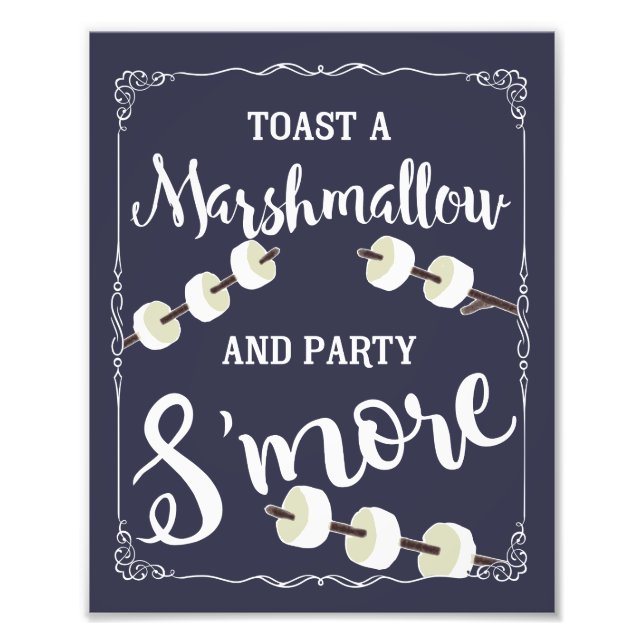 Blåblå Smore party och bröllop Fototryck (Framsidan)