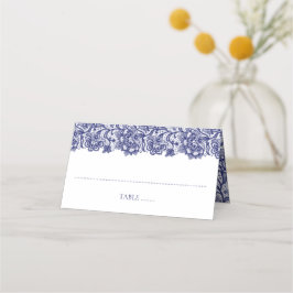 Blåblå Snöre-Eleganten Vita Bröllop Placeringskort