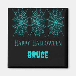 Blåblå spindelnät i happy halloween magnet