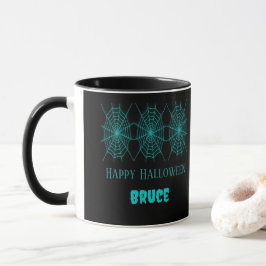 Blåblå spindelnät i happy halloween mugg