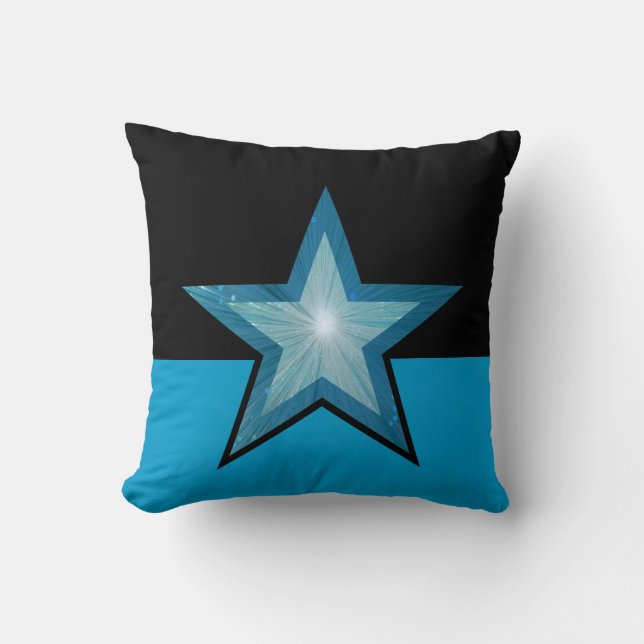 Blåblå stjärna dekorativ kudde (Framsida)