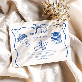 Blåblå Studentfest i hand plockade Tack Kort