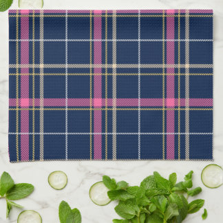 Blåblå Tartan Play med Rosa White Beige Kökshandduk