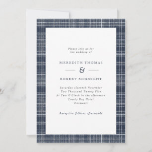 Blåblå Tartan Scottish Winter Wedding Inbjudningar