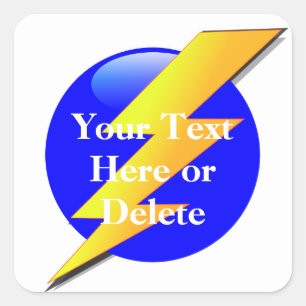 Blåblå text/Färg/Guld-blixten Bultsuperhjälte Fyrkantigt Klistermärke