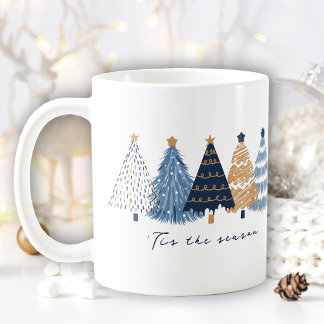 Blåblå Träd Modern Enkel jul Namn Kaffemugg