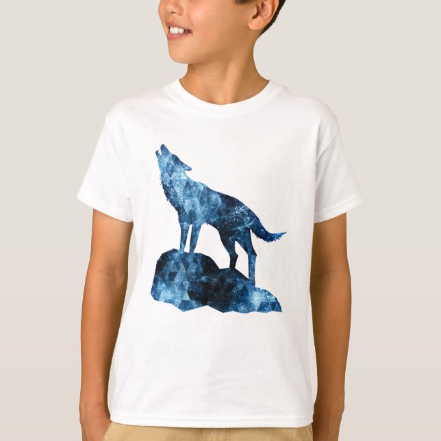 Blåblå Varg-silhuett T Shirt (Framsida)