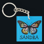 Blåblå vattenfärgsfilter i Monarch Butterfly CUSTO<br><div class="desc">Den här vattenfärgsfjärilen i hand plockade är säker på att ge din nyckelkedja elegans. Anpassa med ditt namn eller annan information. Kolla min butik efter många fler matchande artiklar!</div>