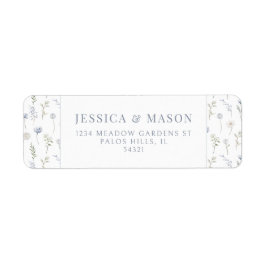 Blåblå vilda blommor, returadressetikett returadress etikett