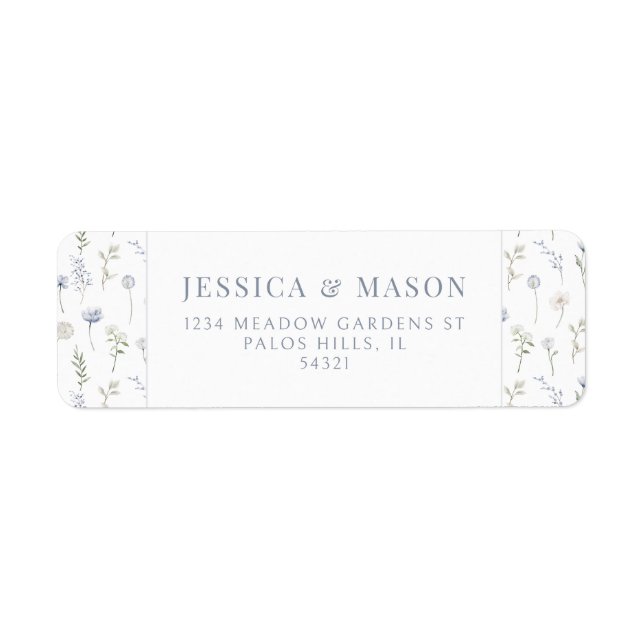 Blåblå vilda blommor, returadressetikett returadress etikett (Framsidan)