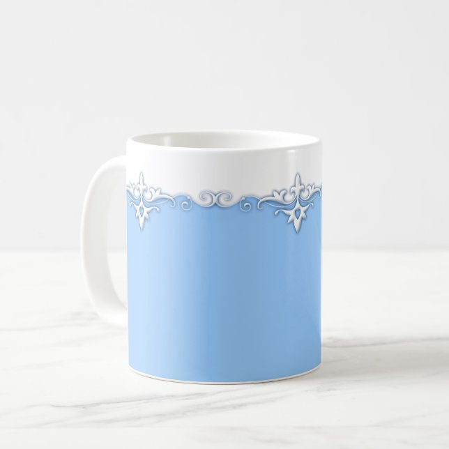 Blåblå vintage gräns kaffemugg (Framsida vänster)