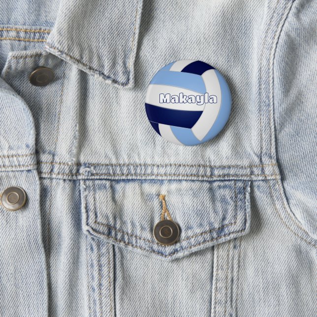 Blåblå volleyball barns födelsedag party knapp (In Situ)