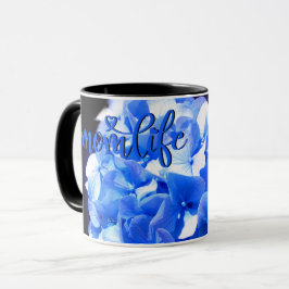 Blåblåa blommigtar (elegant blue hydrangeas) mugg