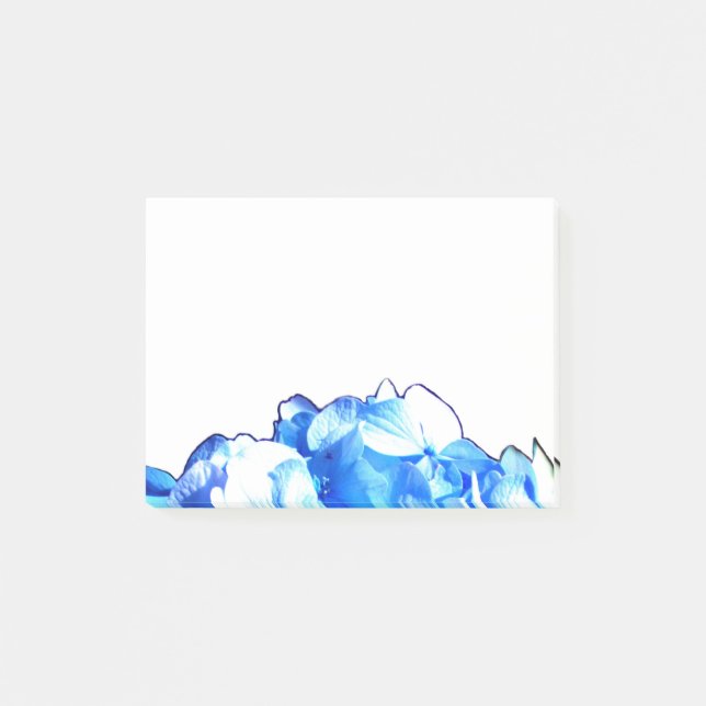 Blåblåa blommigtar (elegant blue hydrangeas) post-it block (Framsida)