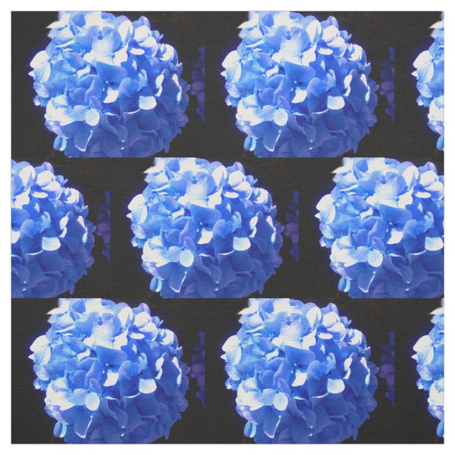 Blåblåa blommigtar (elegant blue hydrangeas) tyg (Provkarta)