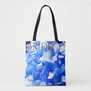 Blåblåa blommigtar (elegant blue hydrangeas) tygkasse
