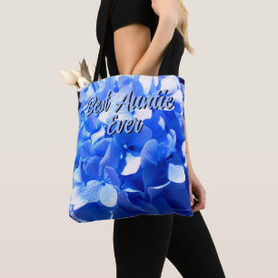 Blåblåa blommigtar (elegant blue hydrangeas) tygkasse