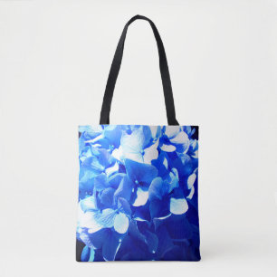 Blåblåa blommigtar (elegant blue hydrangeas) tygkasse