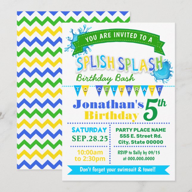 Blåblåa grönten party inbjudningar (Fram/baksida)