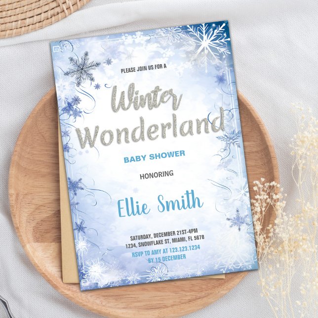 Blåblåa inbjudningar till Vinterbabyskor (Winter Baby Shower Invitations Blue)