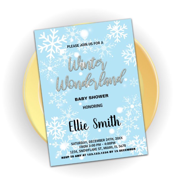 Blåblåa inbjudningar till Vinterbabyskor (Winter Baby Shower Invitations Blue)