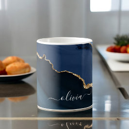 Blåblåagate Geode Guld Monogram Kaffemugg