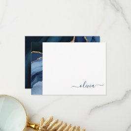 Blåblåagate Geode Guld Monogram Tack Kort