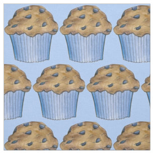Blåblåbär Muffin Muffins Breakfast Fabric Tyg