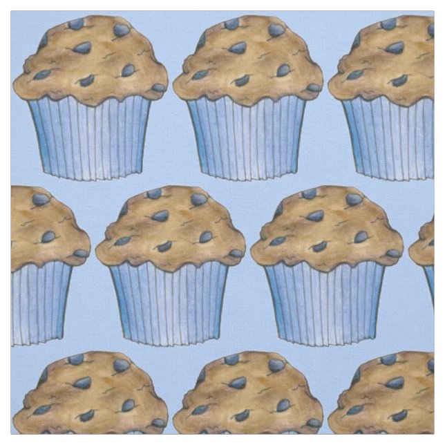 Blåblåbär Muffin Muffins Breakfast Fabric Tyg (Provkarta)