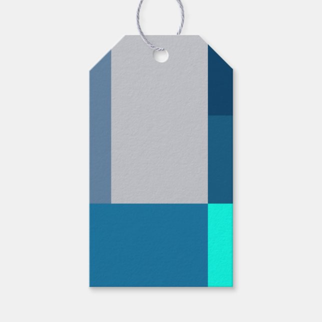 Blåbläck och Grått Färg-blockutskrift Presentetikett (Framsidan)