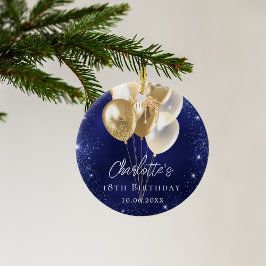 Blåbläckballonger i dagflottan glitter guld julgransprydnad keramik