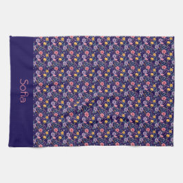 Blåbläckblomma mönster namn kökshandduk