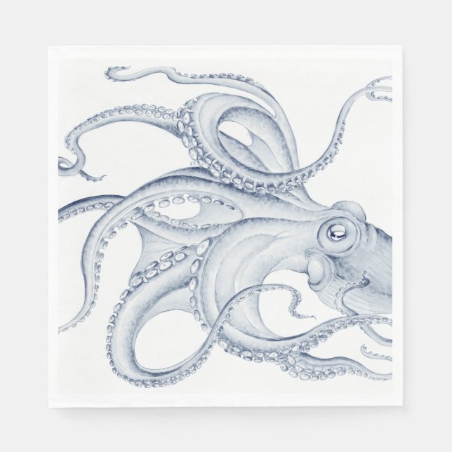 Blåbläckfisk Cephalopod Kraken Bläck Pappersservett (Framsidan)