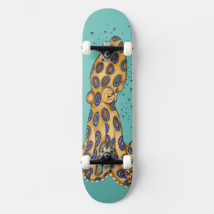 Blåbläckfisk i Ring och Bubbles Art Mini Skateboard Bräda 18,5 Cm