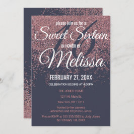 Blåbläckfisk i ro Guld Glitter 16 Inbjudningar