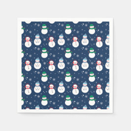 Blåbläckfisk i snögubbe och Snöflingor Pappersservett
