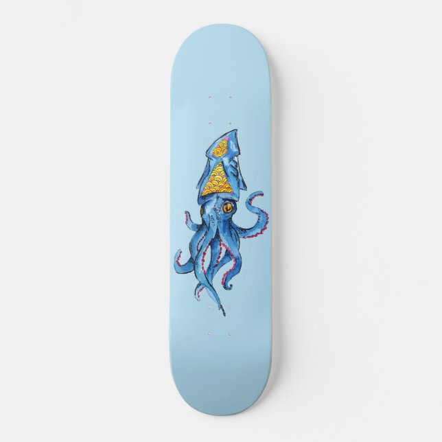  Blåbläckfisk  Mini Skateboard Bräda 18,5 Cm (Framsida)