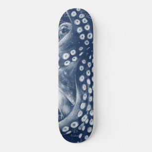 Blåbläckfisk Vintage Karta Chic Mini Skateboard Bräda 18,5 Cm