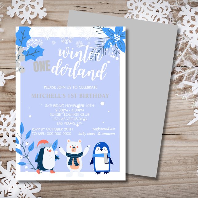 Blåbläckfiskbjörn (Winter onederland blue penguin  Inbjudningar (Skapare uppladdad)