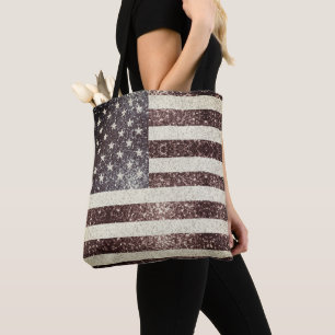 Blåbläckstrålar av USA flagga, rosenröd, guld, gli Tygkasse