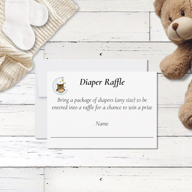 Blåbläckstråle uggla Baby ShowerDiaper Raffle OSA Kort (Skapare uppladdad)