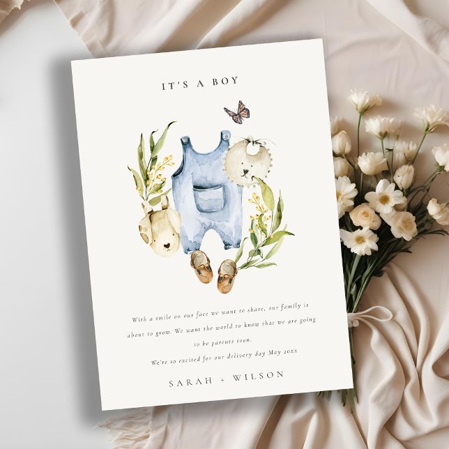 Blåblädda Kläder Boy Baby-meddelande Tack Kort (Skapare uppladdad)