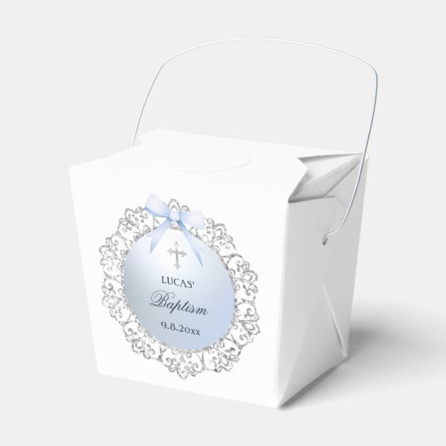 Blåbladig baptism i silver Ram Presentaskar (Framsidan Sidan)