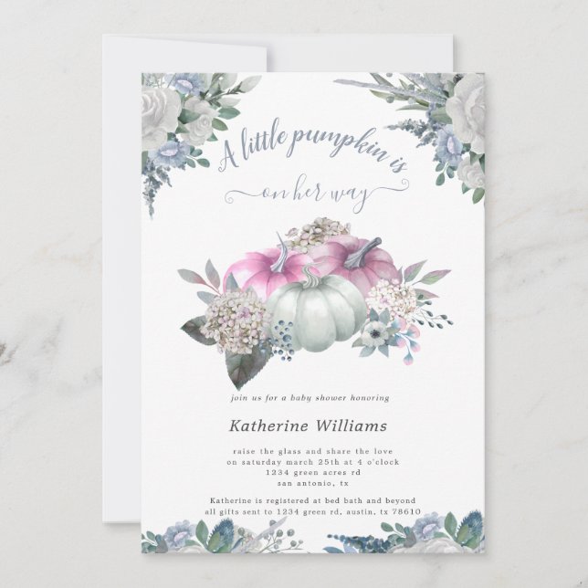 blåblåhaj Pumpkin-babyduschinbjudan (Framsida)