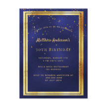 Blåblankt inbjudan till 30års födelsedag party gul