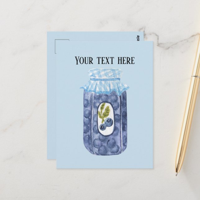 Blåblåsbär, sylt-gelé tillför text vykort (Fram/Back In Situ)