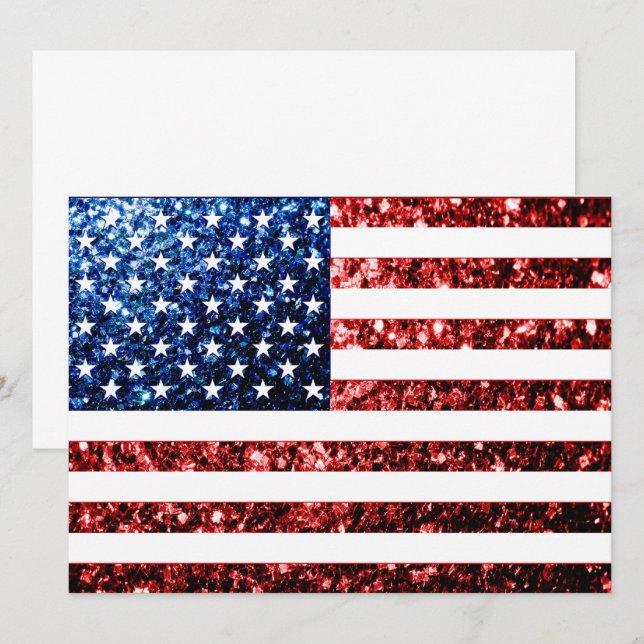Blåblåskärmsglitter i USA flagga glitter Inbjudningar (Fram/baksida)