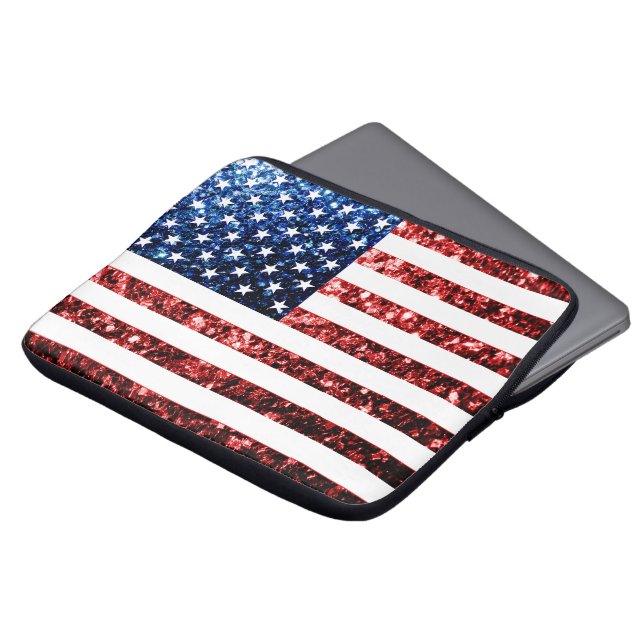 Blåblåskärmsglitter i USA flagga glitter Laptop Sleeve (Framsida topp)