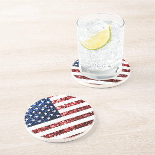 Blåblåskärmsglitter i USA flagga glitter Underlägg Sandsten