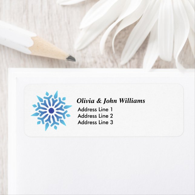 Blåblåsnöflake-Helgdag returadressetikett Returadress Etikett (Insitu)